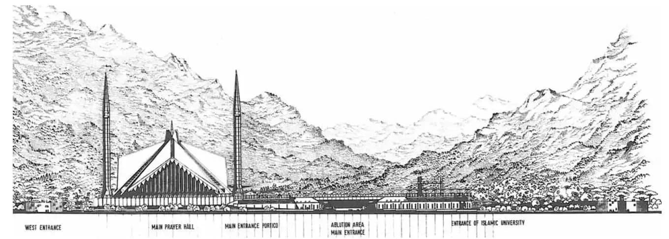 King Faisal Mosque, drawing 3