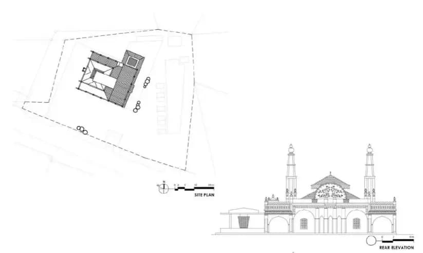India Muslim Ipoh Mosque (Town Padang Mosque), drawing 2