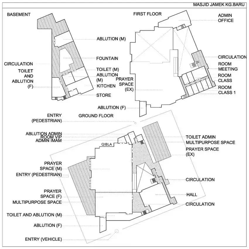Kampung Baru Jamek Mosque, drawing 1
