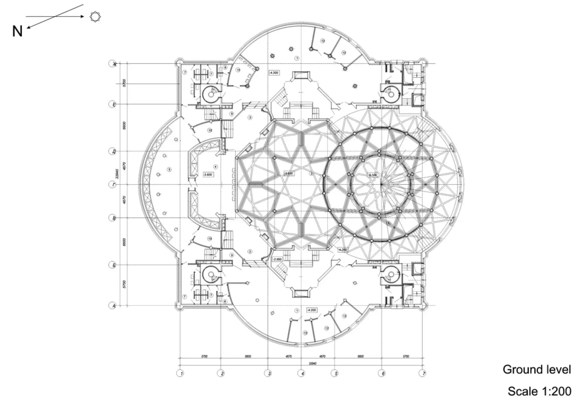 Kul Sharif Mosque, drawing 1