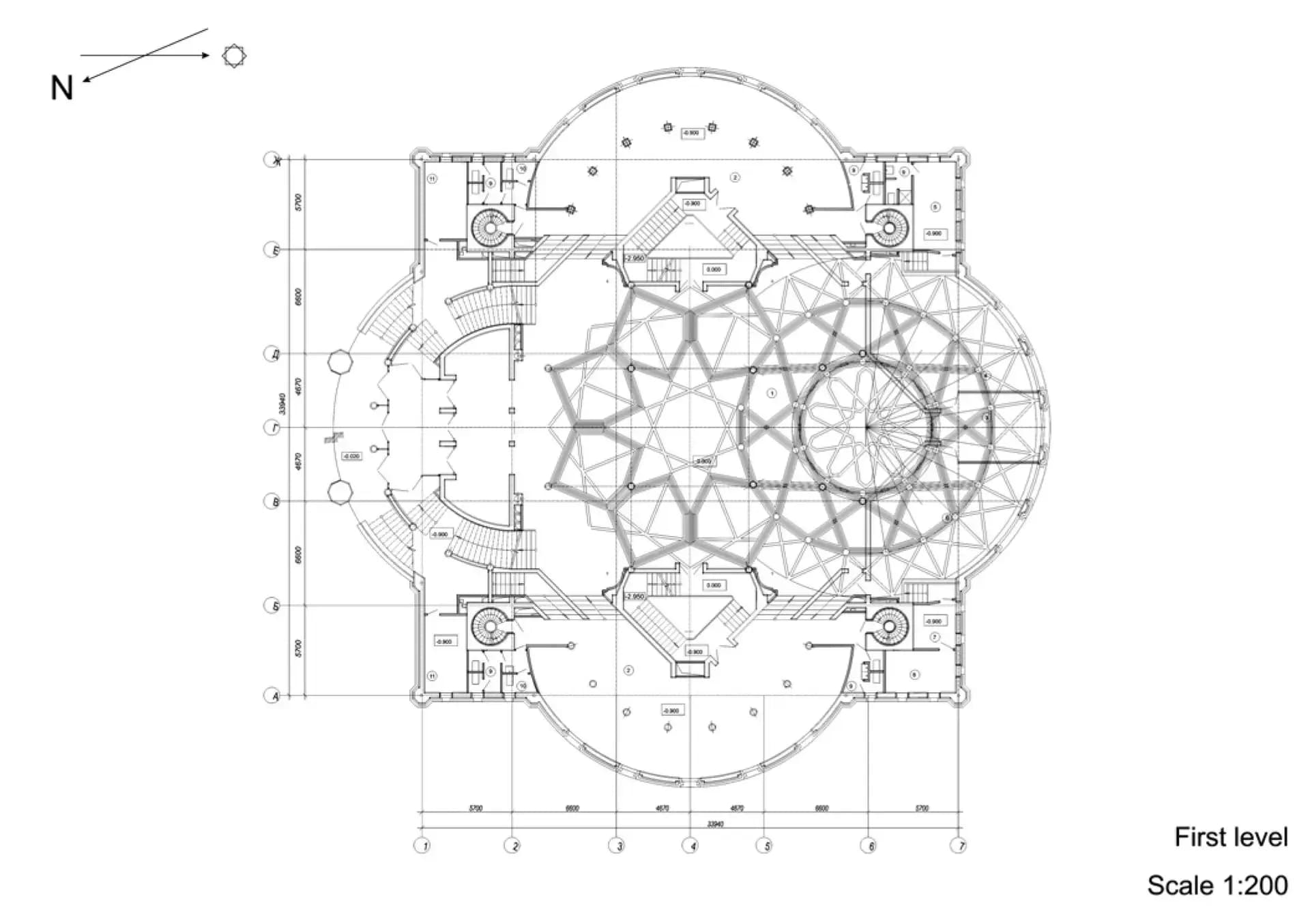 Kul Sharif Mosque, drawing 2