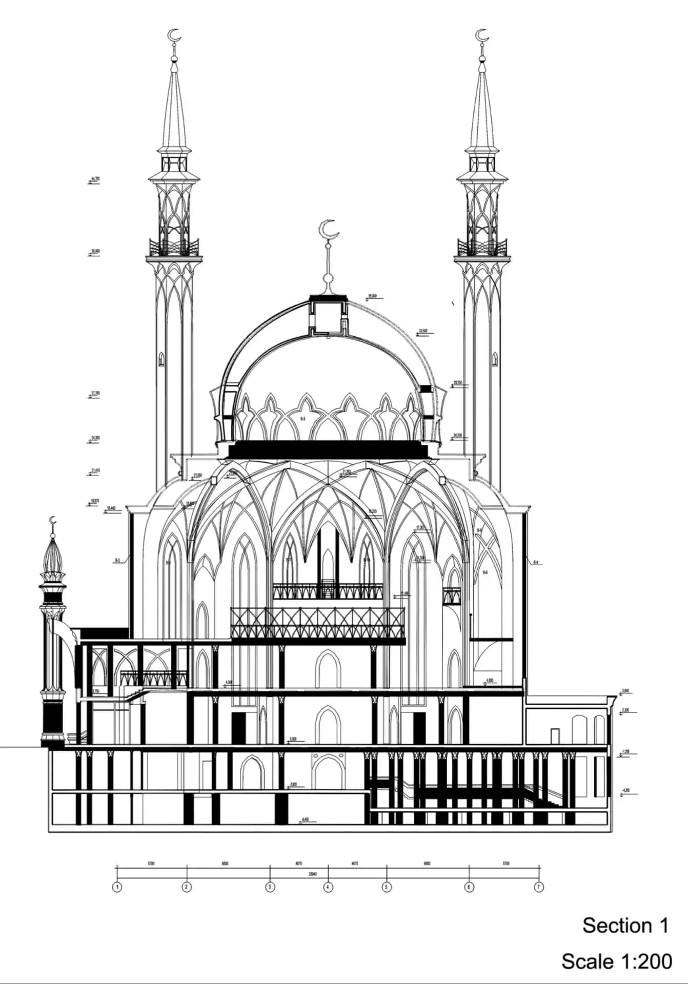 Kul Sharif Mosque, drawing 5