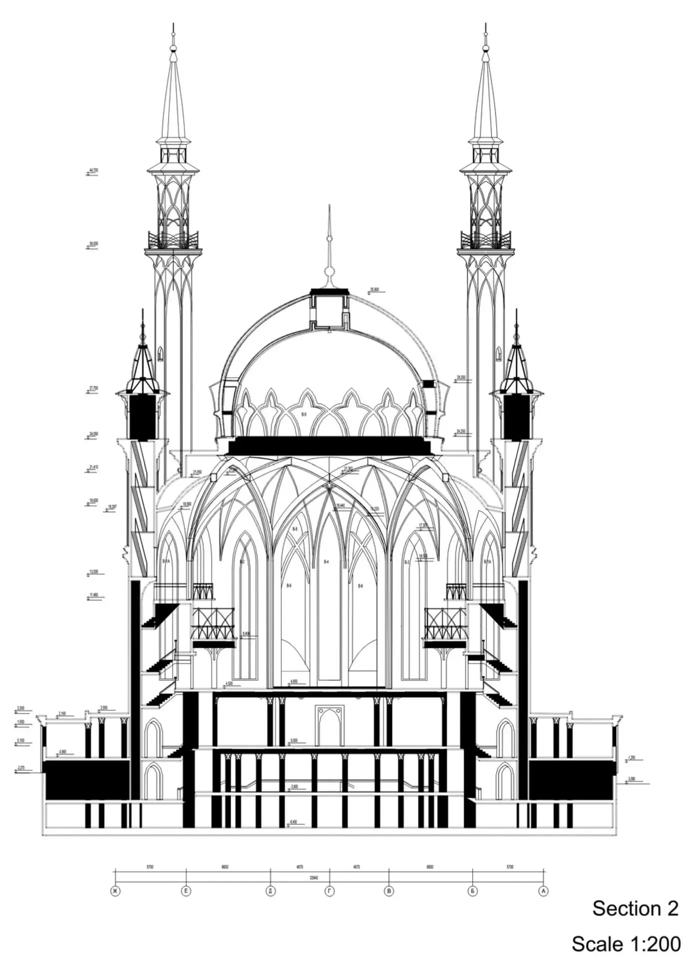 Kul Sharif Mosque, drawing 6