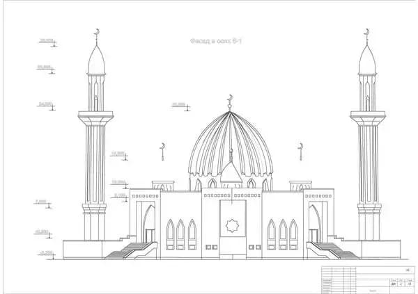 Kyzylzhar Central Mosque, drawing 1