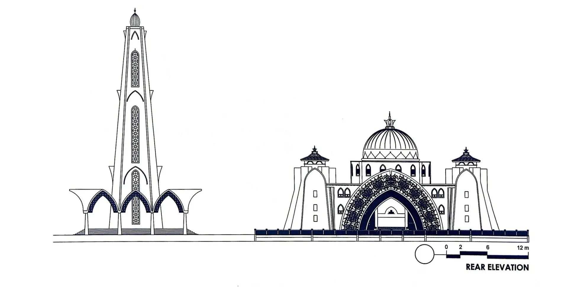 Melaka Straits Mosque, drawing 2