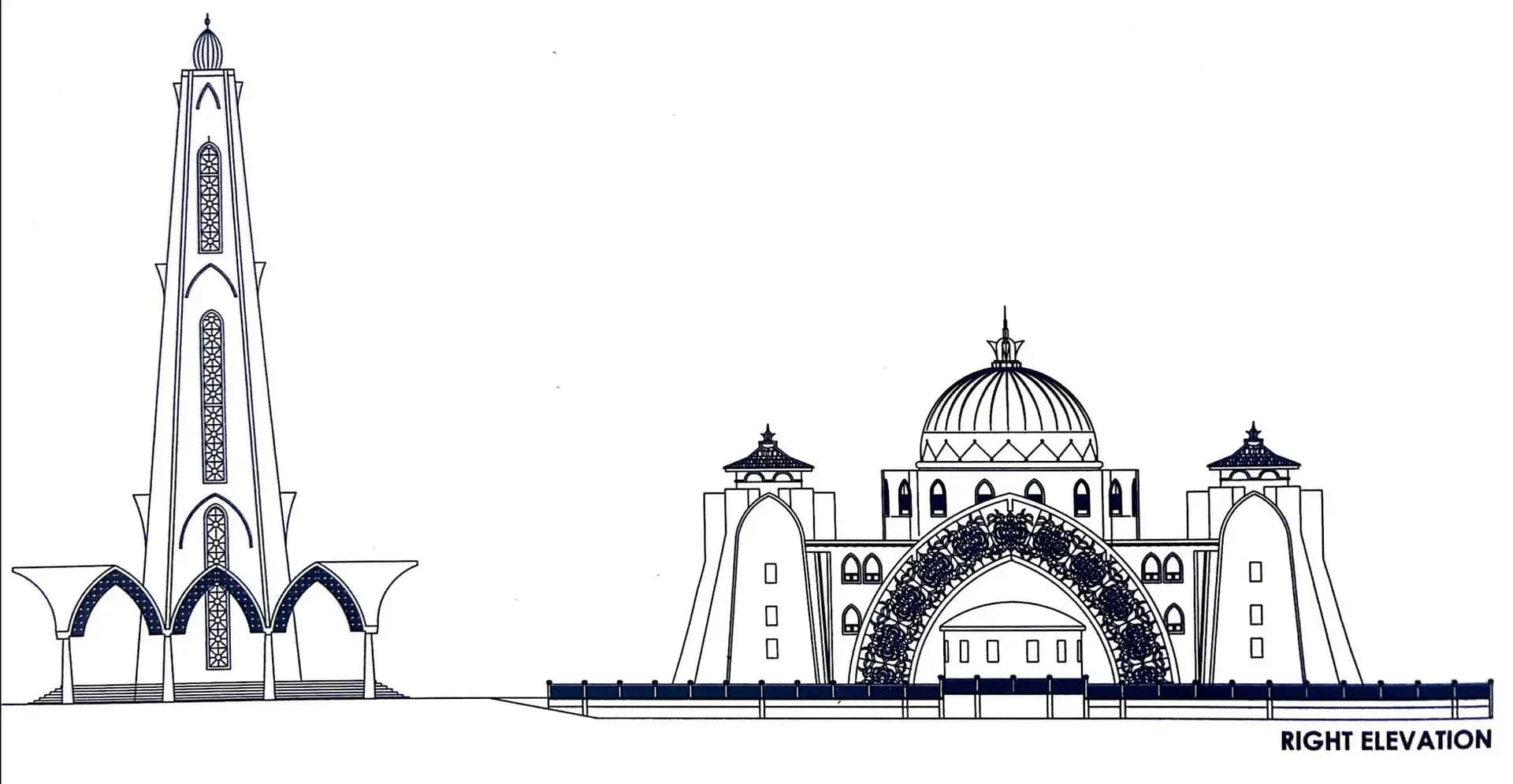 Melaka Straits Mosque, drawing 3