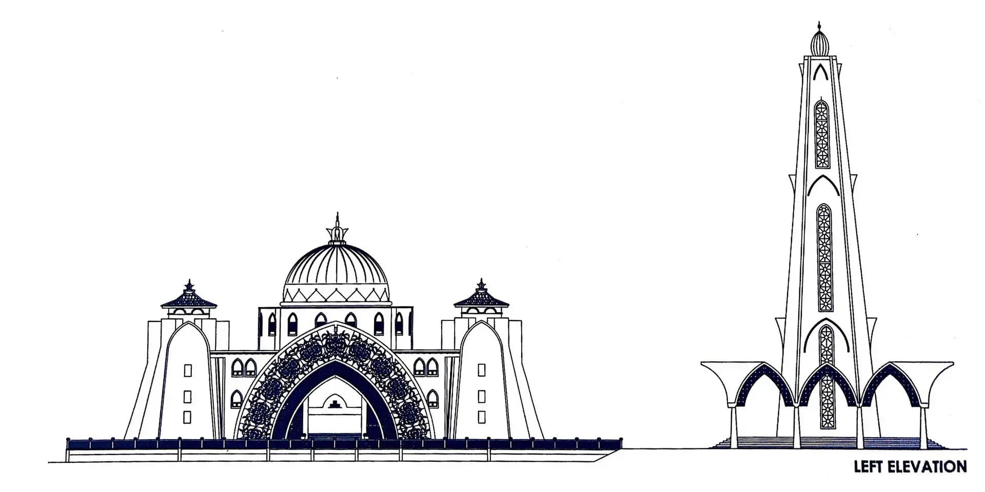 Melaka Straits Mosque, drawing 4