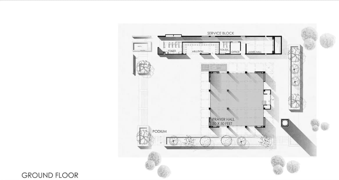 Pakistan Navy-Karachi Mosque (Um Saleh Mosque), drawing 1