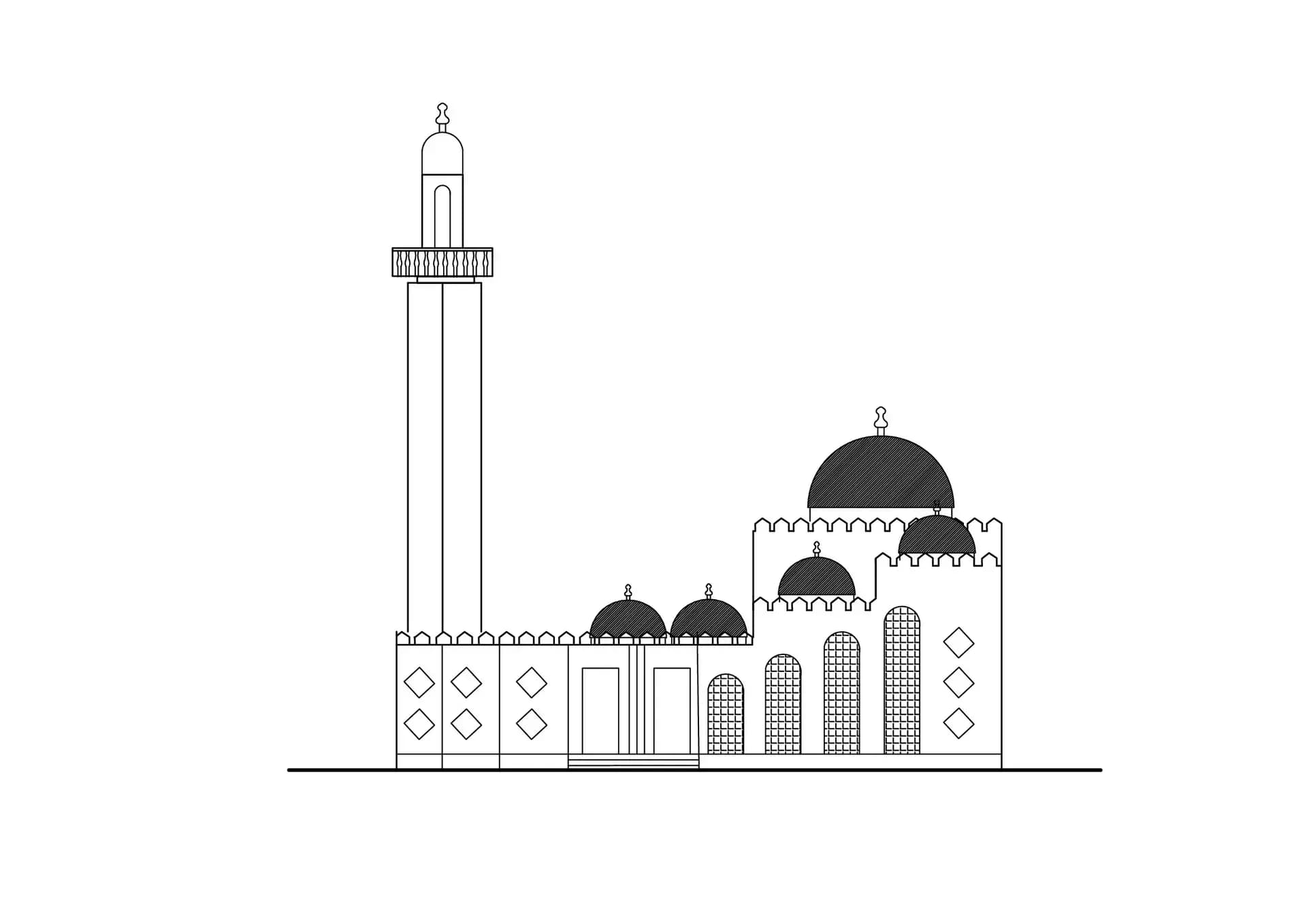 Vainakh Mosque, drawing 1