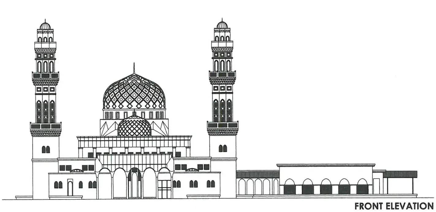 Kota Kinabalu City Mosque (Bandaraya Kota Kinabalu Mosque), drawing 1