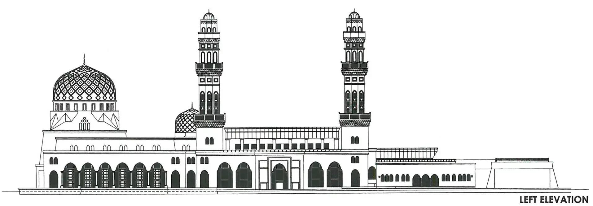 Kota Kinabalu City Mosque (Bandaraya Kota Kinabalu Mosque), drawing 2