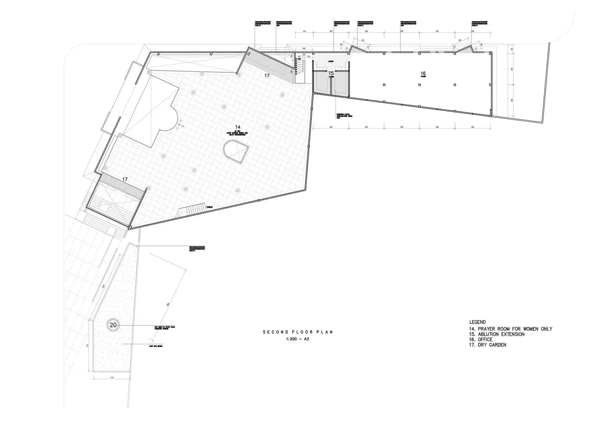 Bioclimatic Community Mosque of Pamulang, drawing 1