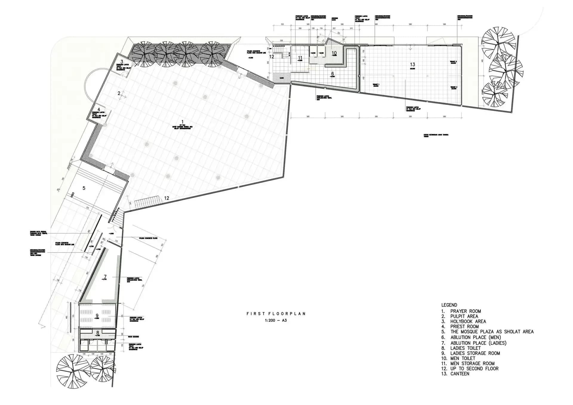Bioclimatic Community Mosque of Pamulang, drawing 2