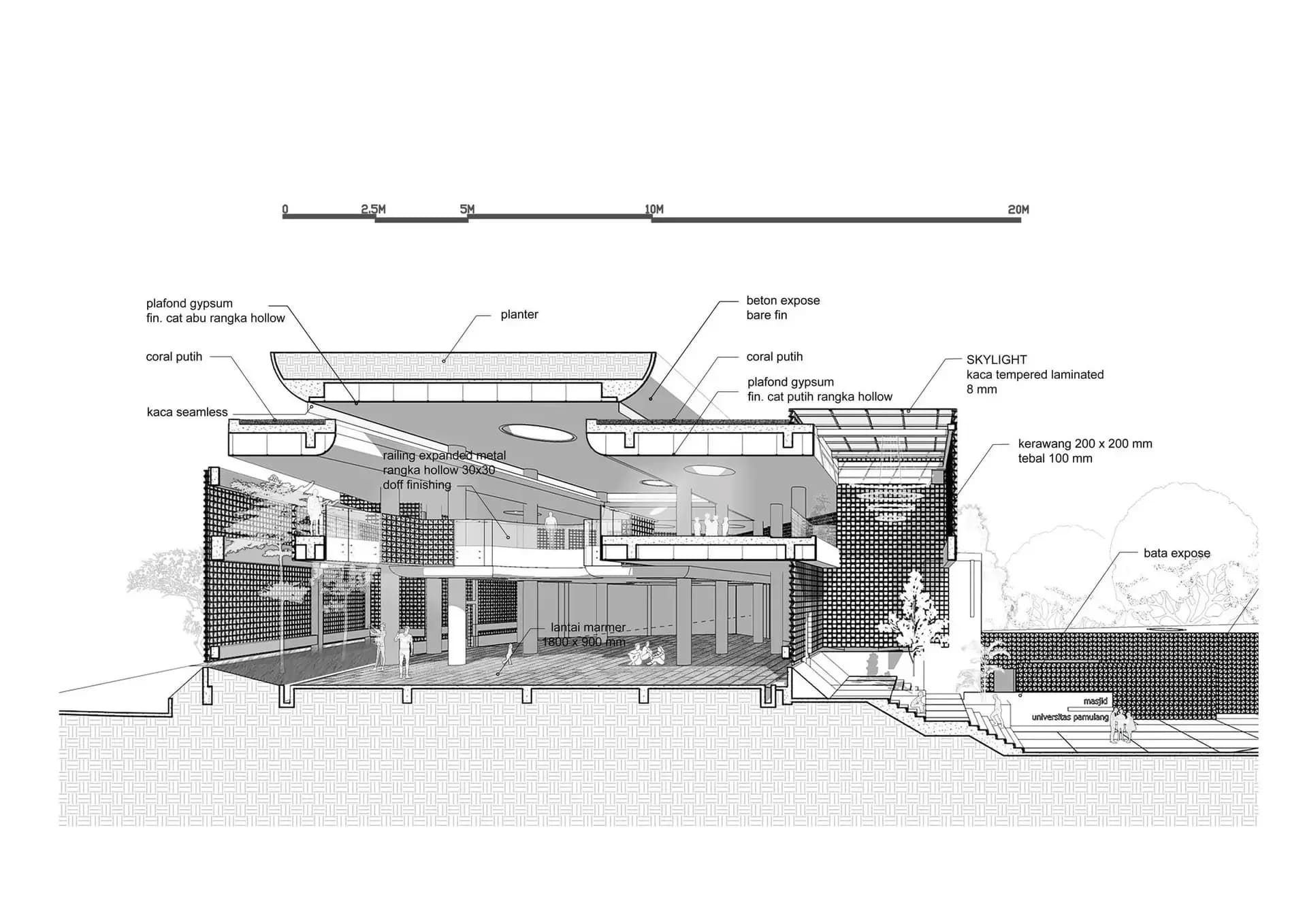 Bioclimatic Community Mosque of Pamulang, drawing 3