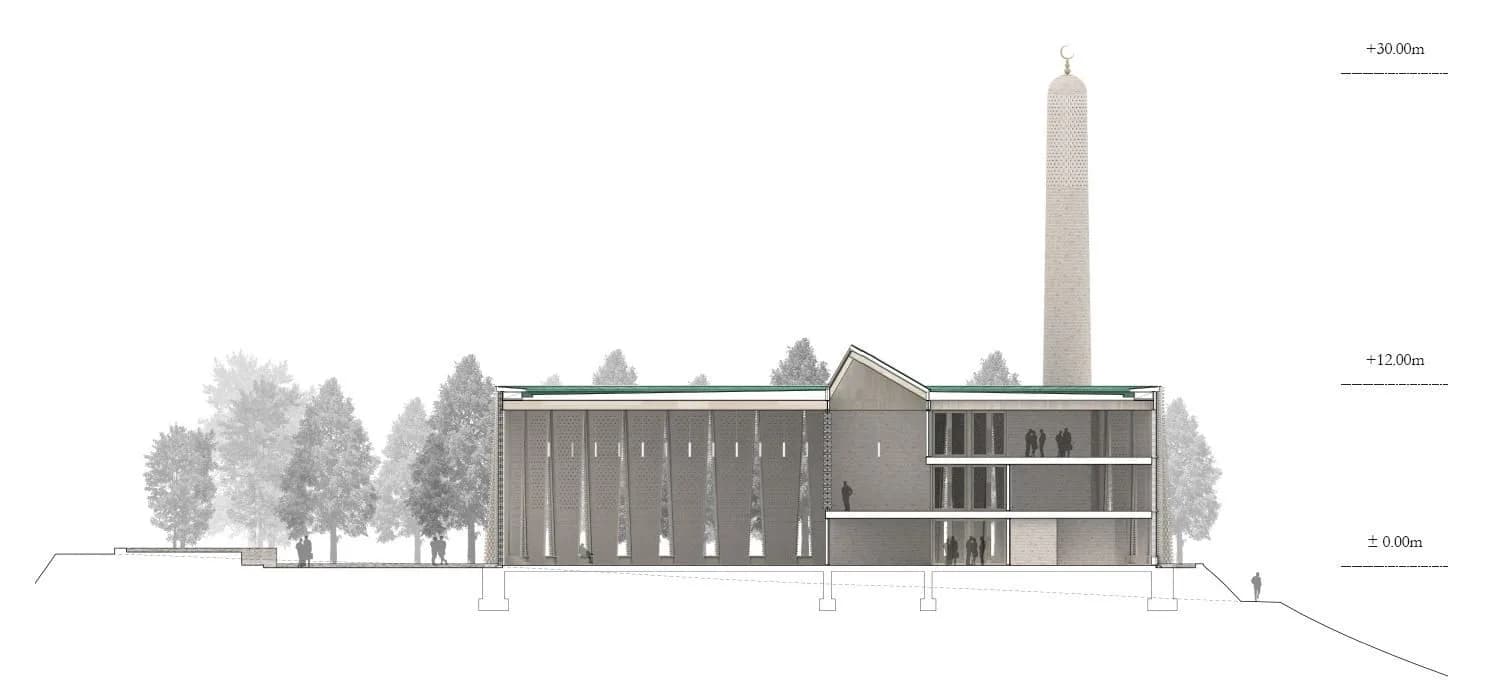 Brick Veil Mosque, drawing 1