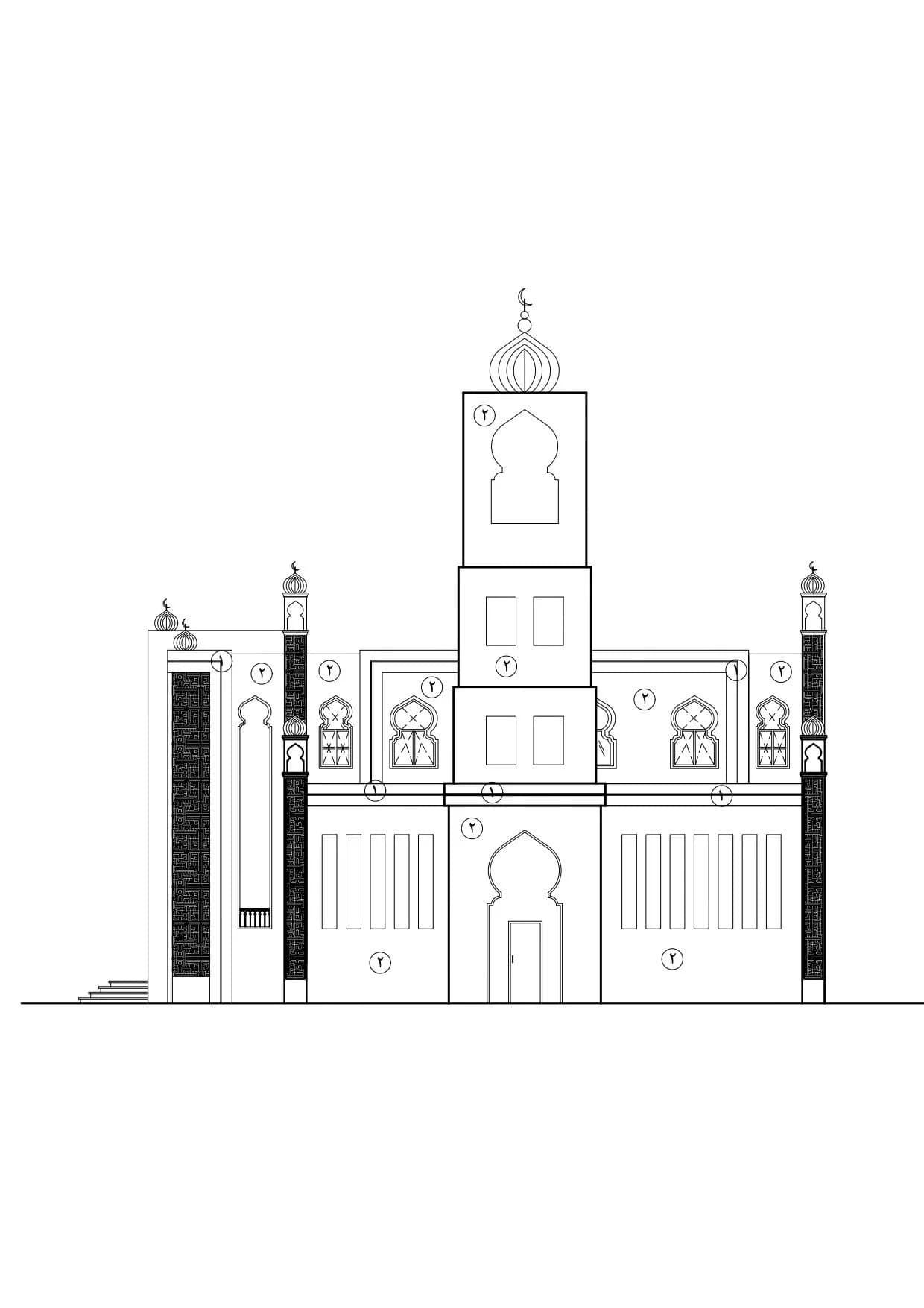 El-Khazindar Mosque (Al-Sa'aa Mosque), drawing 1
