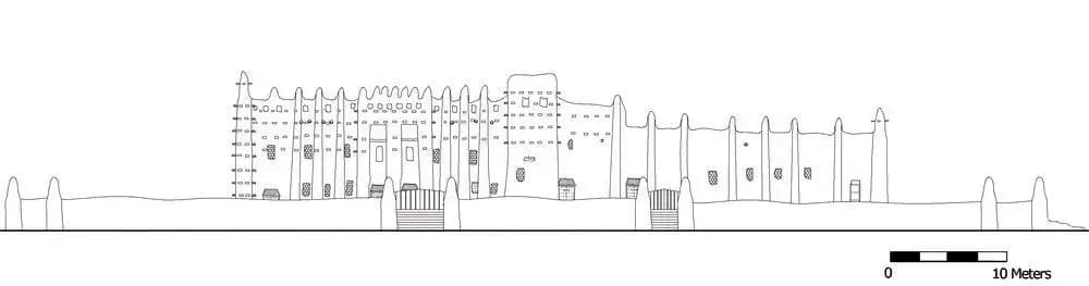 Great Mosque of Djenne, drawing 1