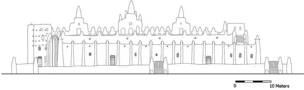 Great Mosque of Djenne, drawing 3