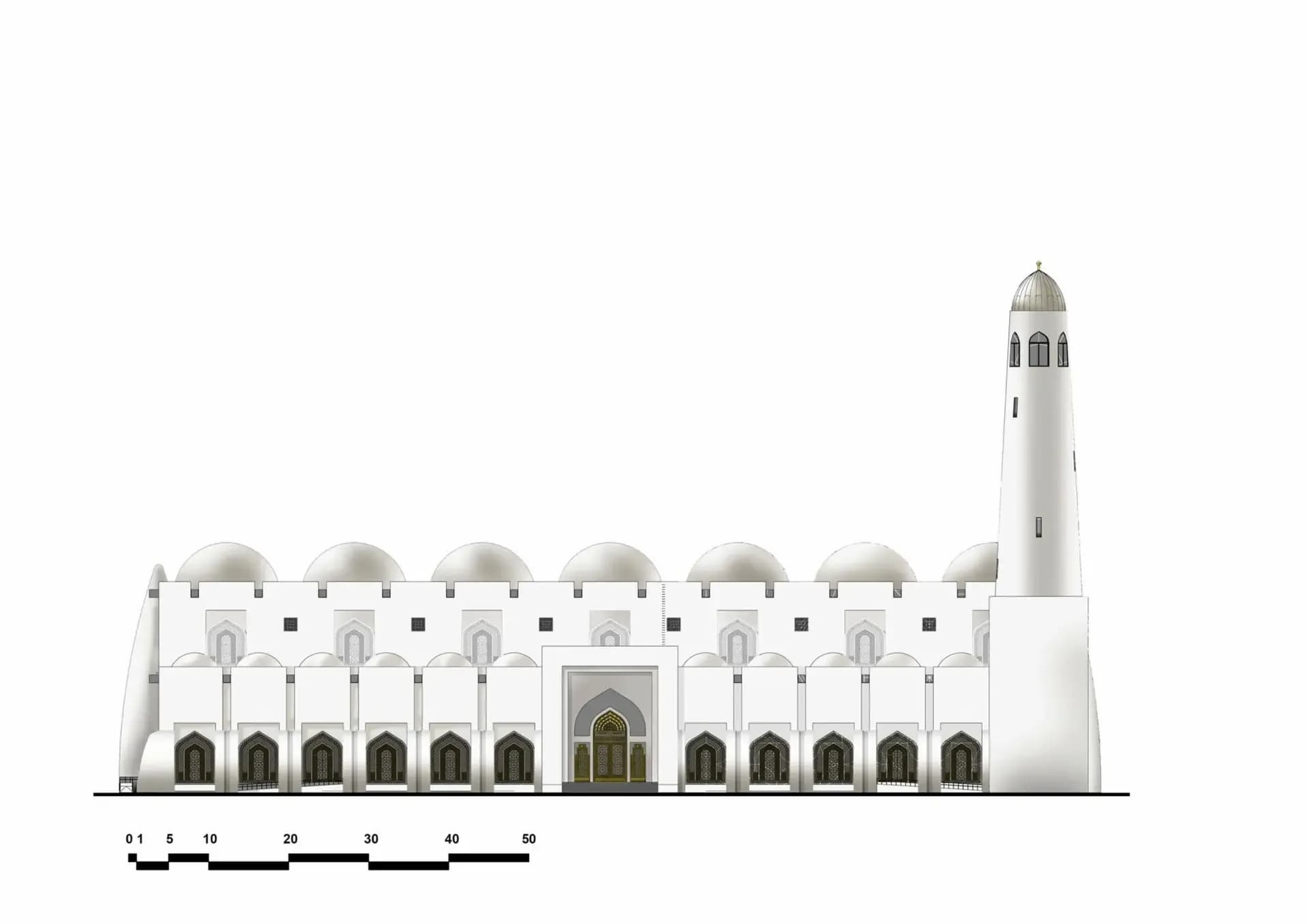 Imam Muhammad ibn Abd Al-Wahhab Mosque (Qatar State Mosque), drawing 1