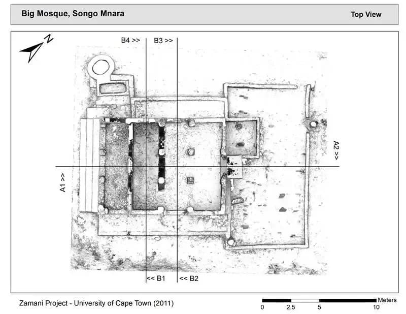 Ruins of Songo Mnara: Songo Mnara Northeast Mosque, drawing 4