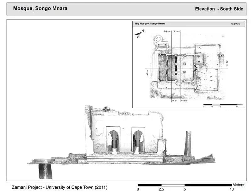 Ruins of Songo Mnara: Songo Mnara Northeast Mosque, drawing 5