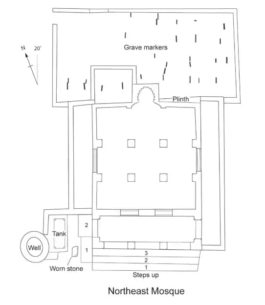 Ruins of Songo Mnara: Songo Mnara Northeast Mosque, drawing 7