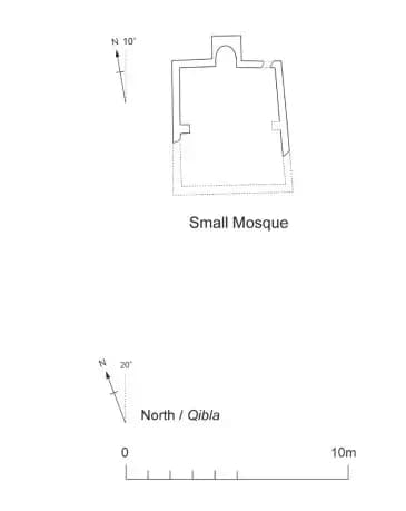 Ruins of Songo Mnara: Songo Mnara small Mosque, drawing 1