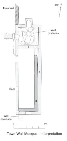 Ruins of Songo Mnara: Songo Mnara Town Wall Mosque, drawing 2