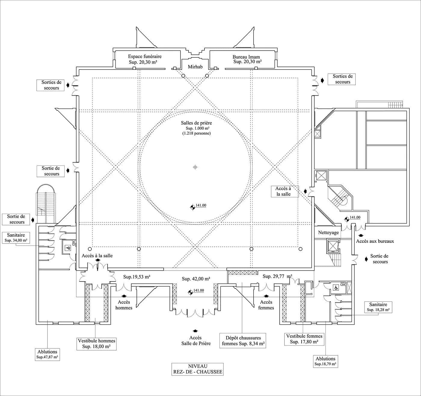 Strasbourg Mosque (Grande Mosque of Strasbourg), drawing 3